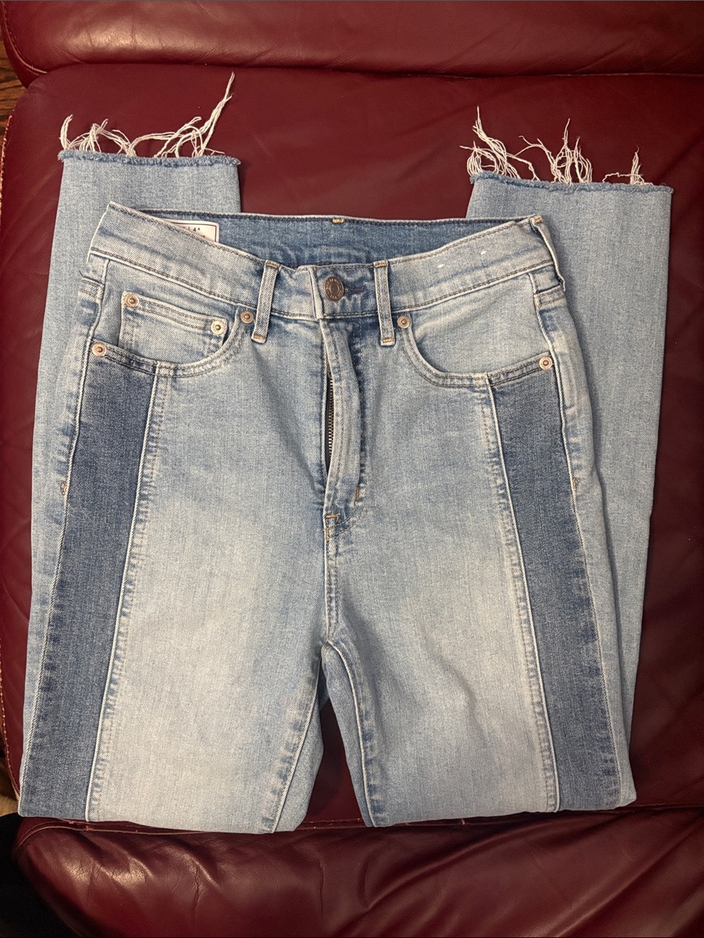 GAP Two-Tone Light and Dark Blue Straight-Leg Jeans